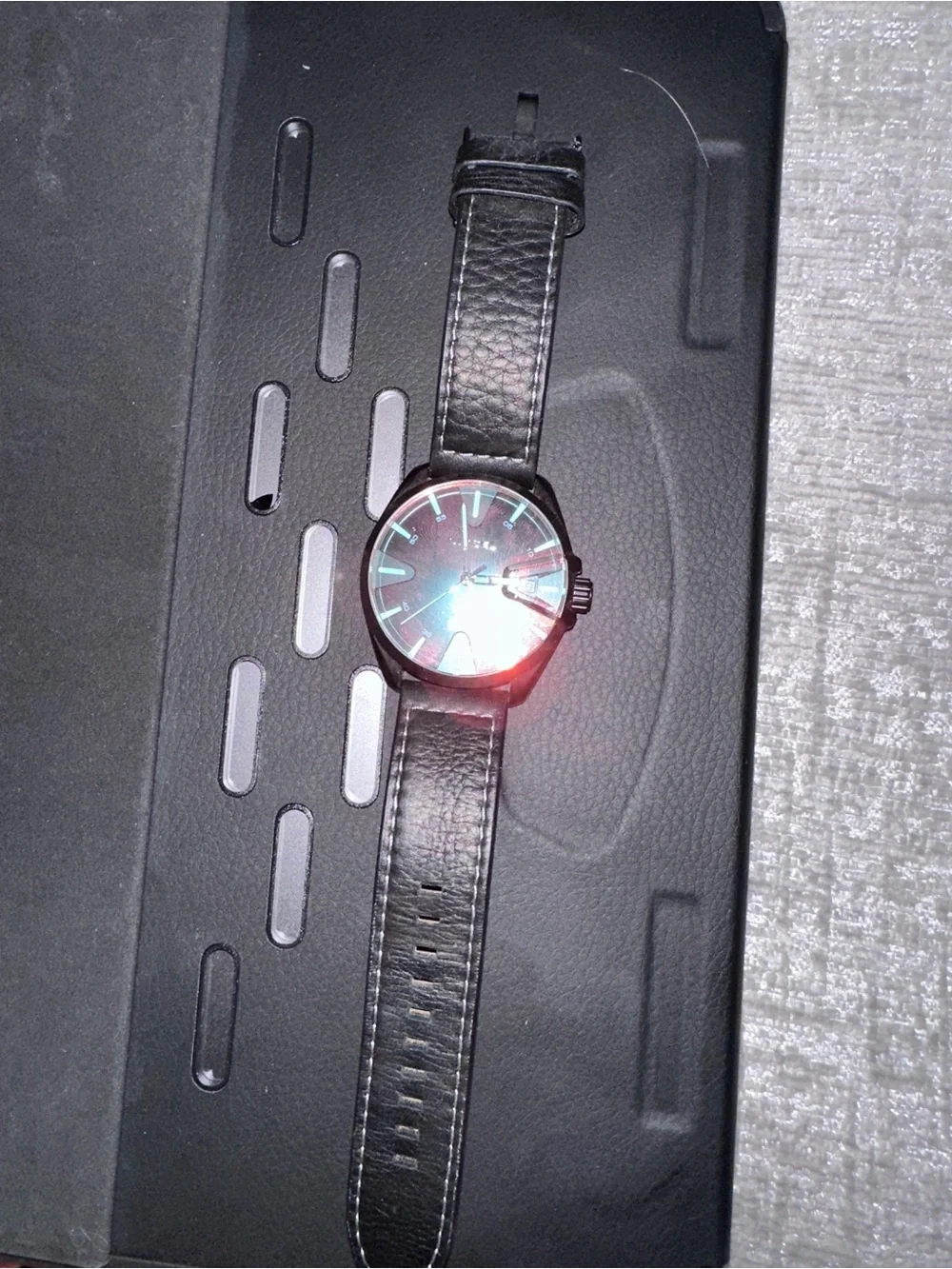 Diesel Men's Black Watch with Luminous Blue Accents
